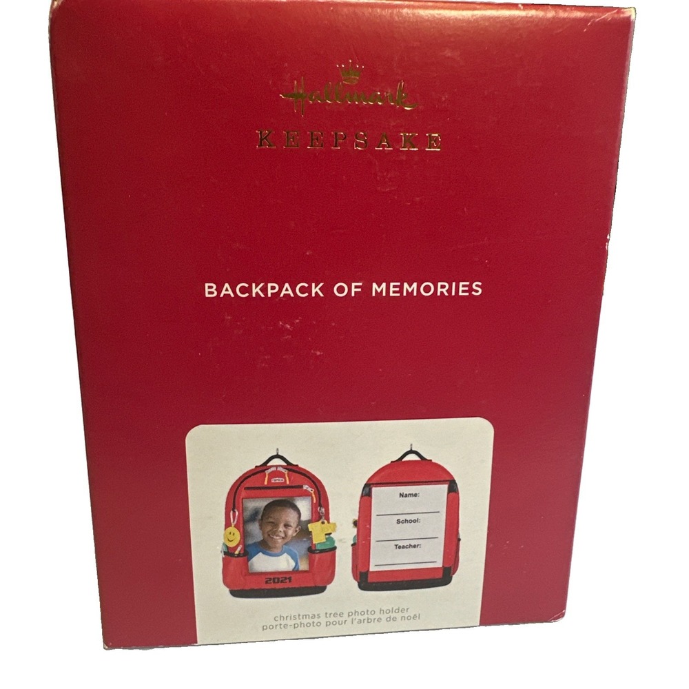 2021 Hallmark Keepsake Backpack of Memories"Christmas Ornament Photo Holder